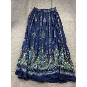 Indian Long Sequin Crinkle Skirt Boho Bollywood Hippie Gypsy Maxi Skirt S?